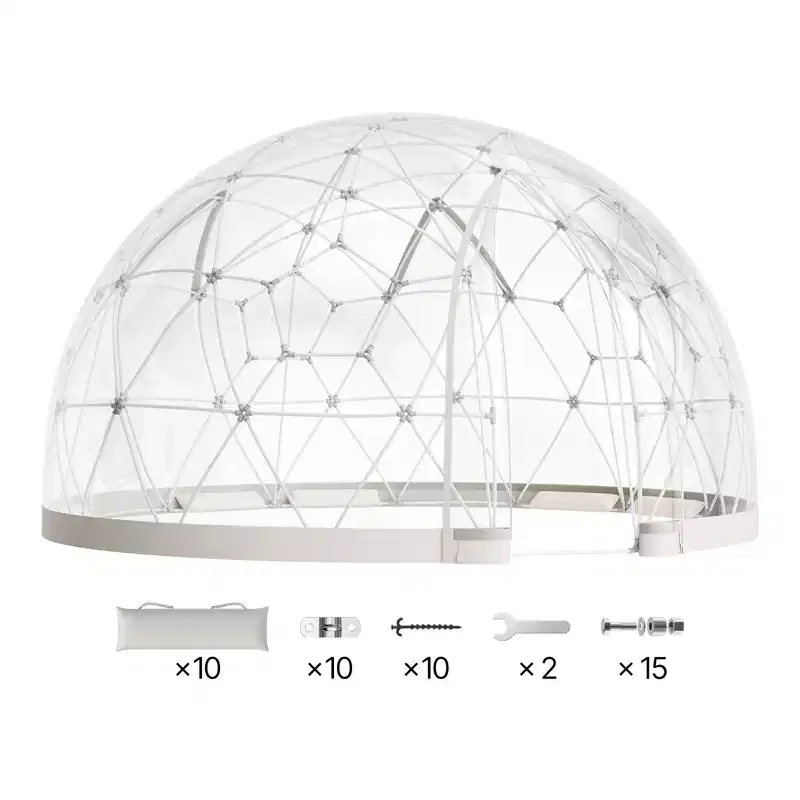 VEVOR Garden Dome Tent, 15 x 9.5 ft Outdoor Clear Bubble Tent for 10-14 Person, Weatherproof Geodesic Dome Greenhouse with Window, Transparent