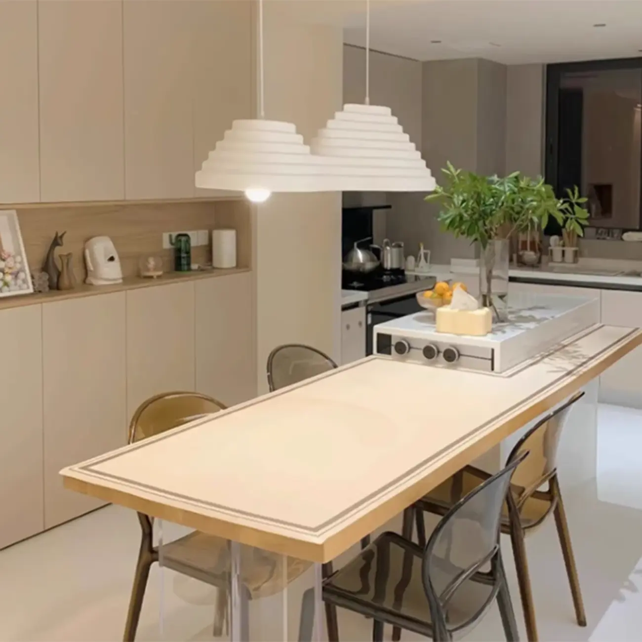 Geometric Large White 2-Light Island Pendant Light