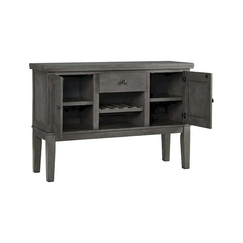 Grey 2-Door Dining Server with Wine Rack & Drawer – 56W x 18D x 39H