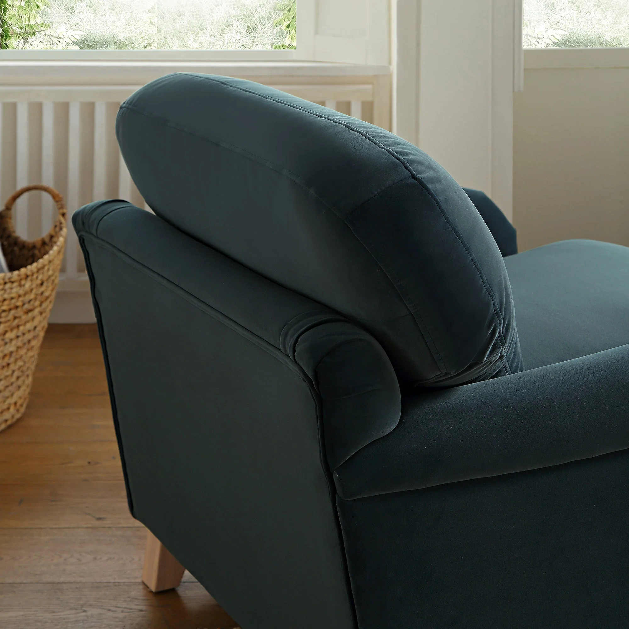 Aegean Blue Velvet Sofa, 1-Seater