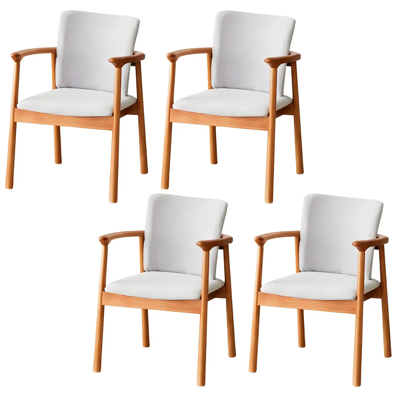 Modern Upholstered Rubberwood Arm Dining Chair Set of 2