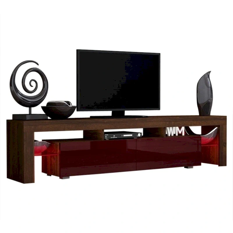 White 79-Inch TV Stand with LED Lights
