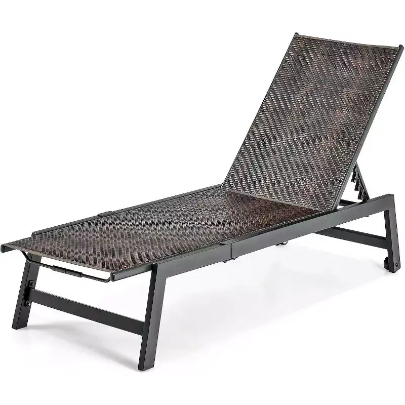 Gymax 1PC/2PC Outdoor PE Wicker Reclining Chaise Lounge Chair with Wheels Perfect for Poolside Relaxation