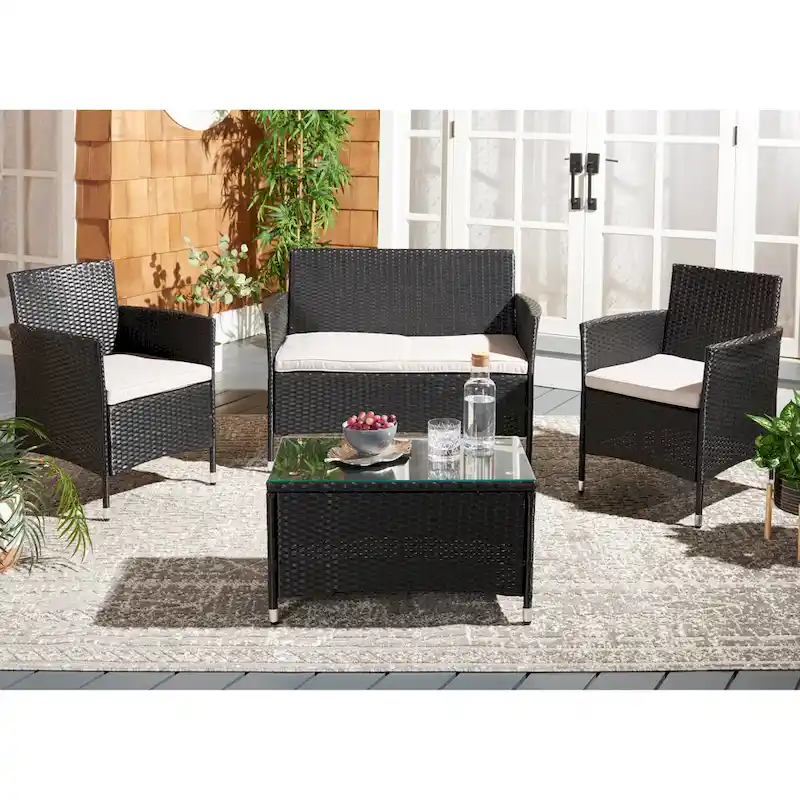 SAFAVIEH Outdoor Bandele 4-Piece Conversation Patio Set - 41W x 23D x 31H