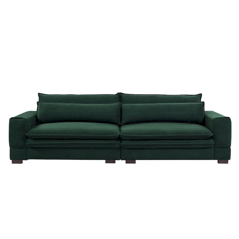 Green / Matt Black / Beige Upholstered 2-Seater Loveseat Sofa, Mid-Century Style