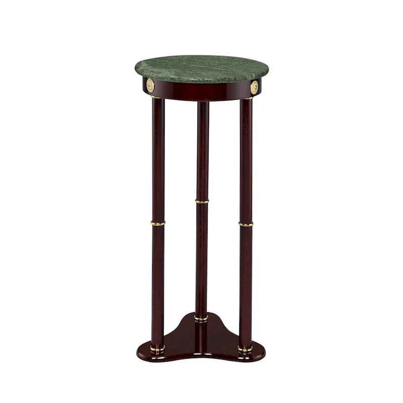 Round Marble Top Accent Table, Merlot