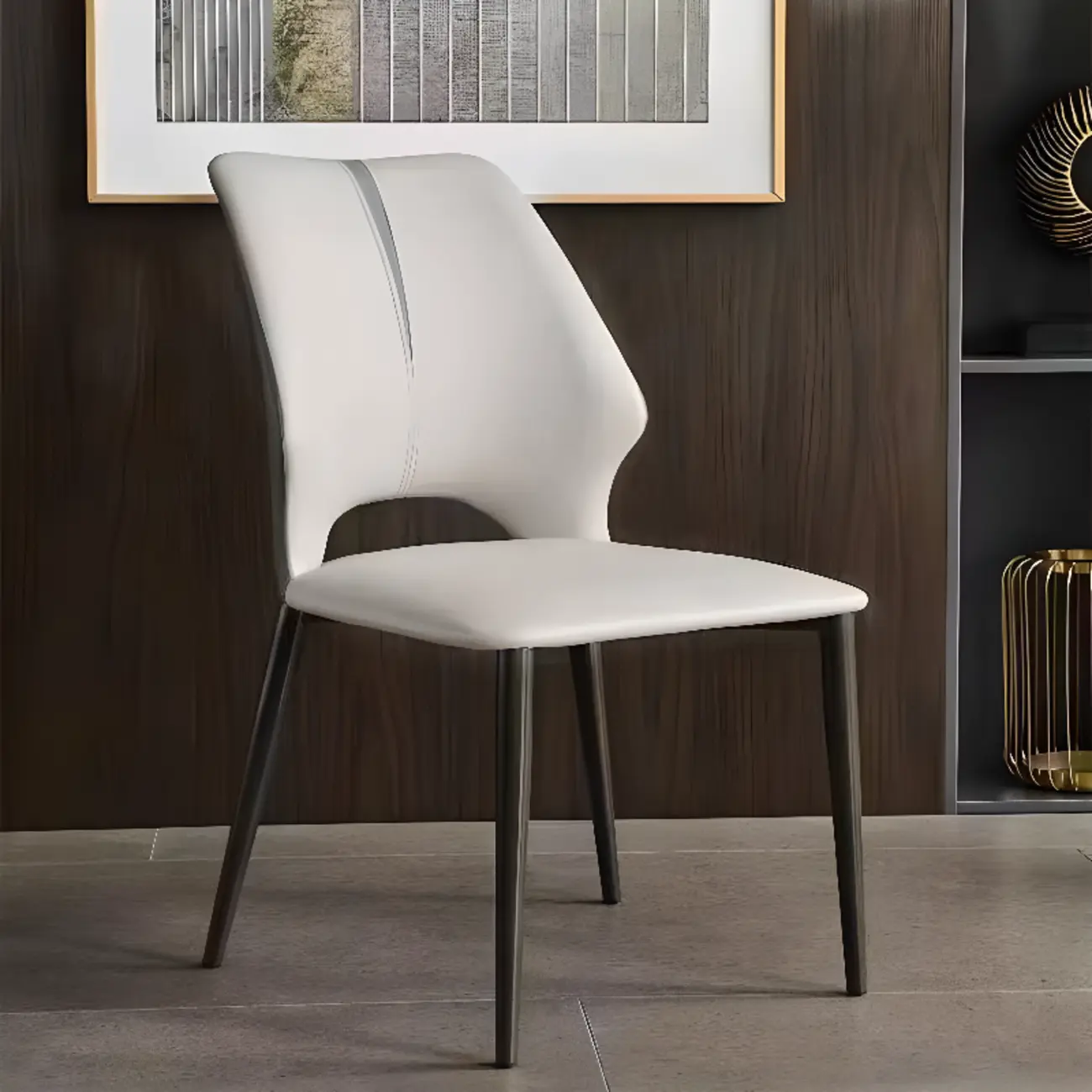 Modern Faux Leather Open Back Armless Dining Chair