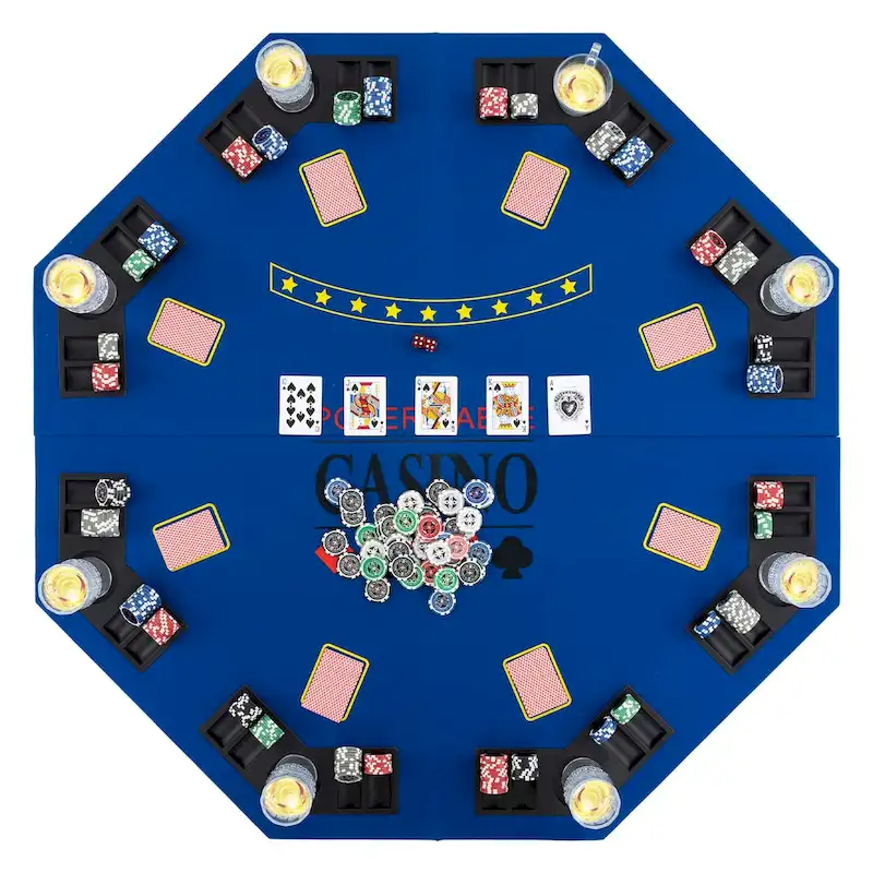 Blue / Green Foldable Poker Table Top, 8-Player