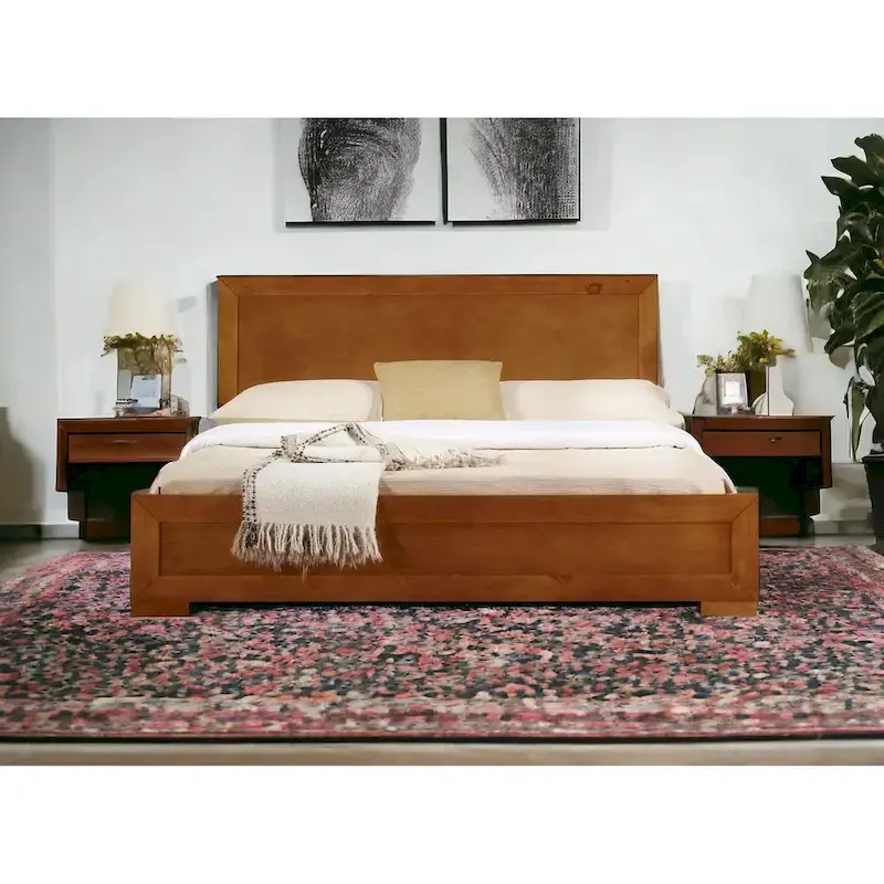 HomeRoots Oak Wood Full Bed Frame