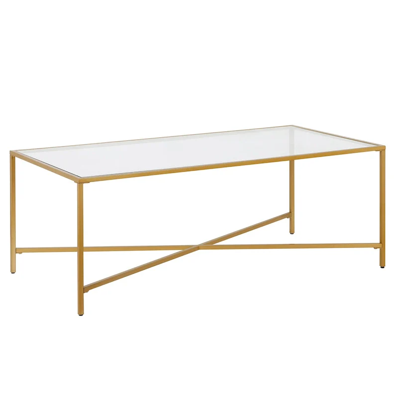 Glass Top Coffee Table with Steel Frame