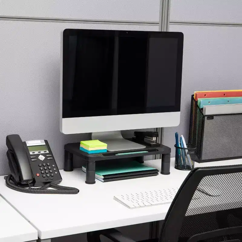Mind Reader Monitor Stand, Height Adjustable, Laptop, Computer, Riser, Office, Set of 2, Black: Small Monitor Stand