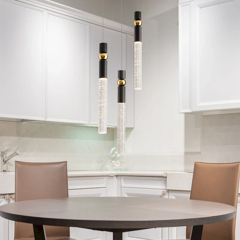 3-Light LED Crystal Pendant Light, Dimmable Ceiling Hanging Light Fixture