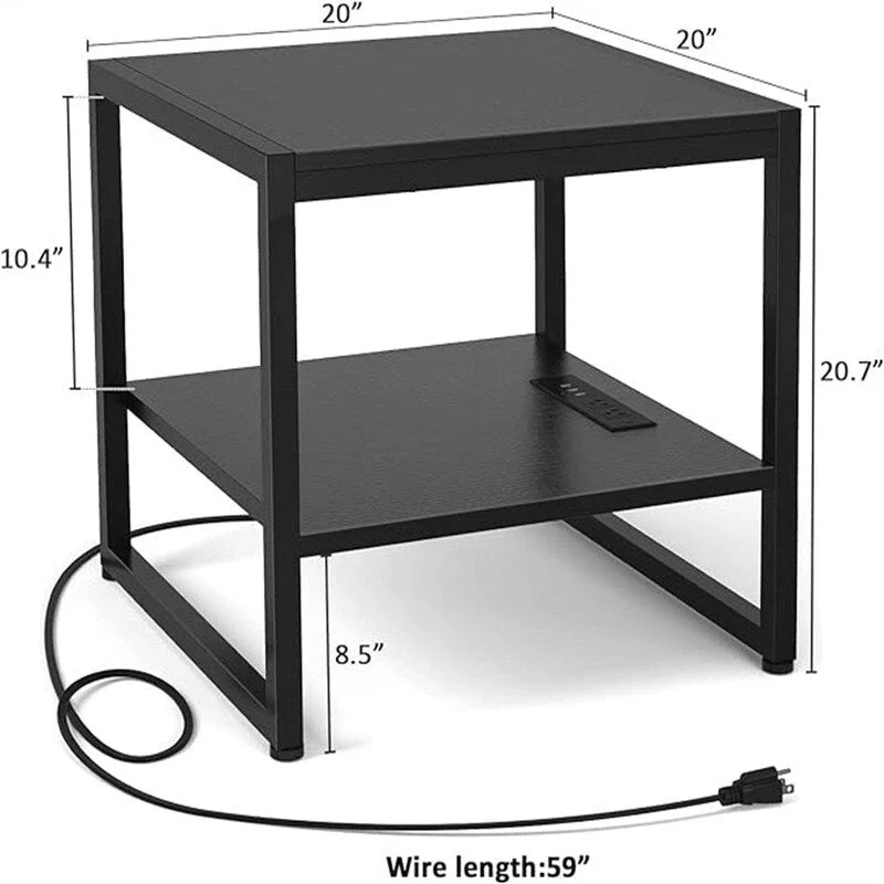 End Table with Charging Station - 20D x 20W x 20.7H