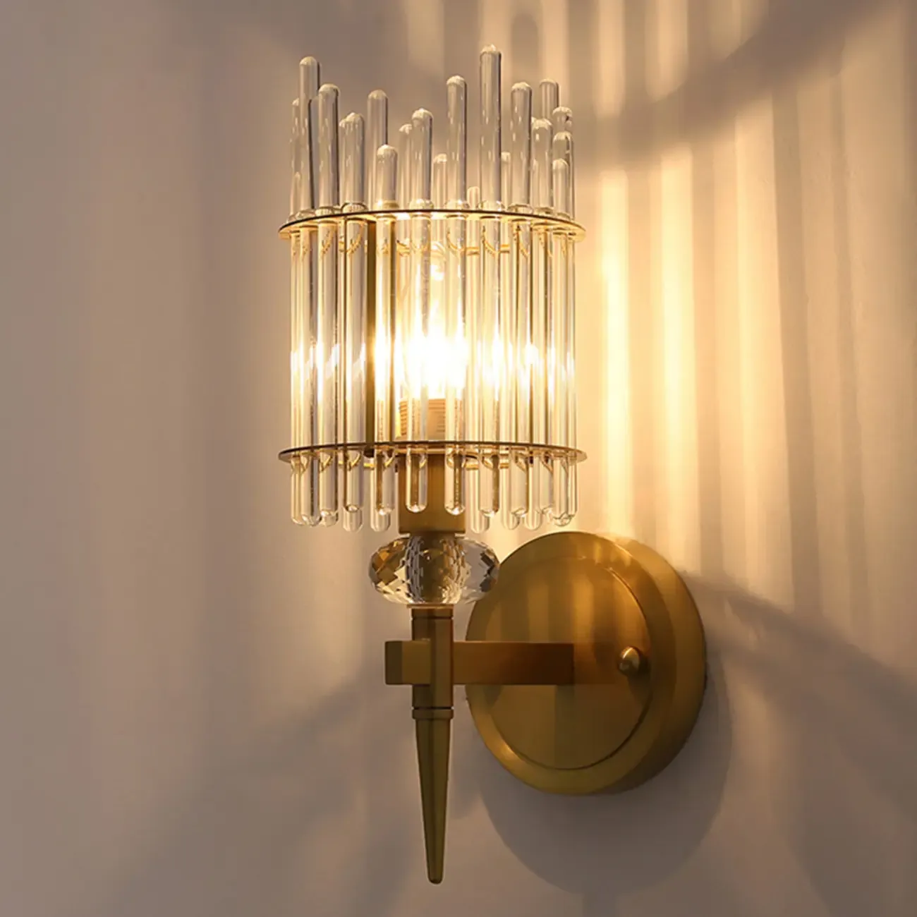 Elegant Gold Glass Wall Sconce with Rotary Switch