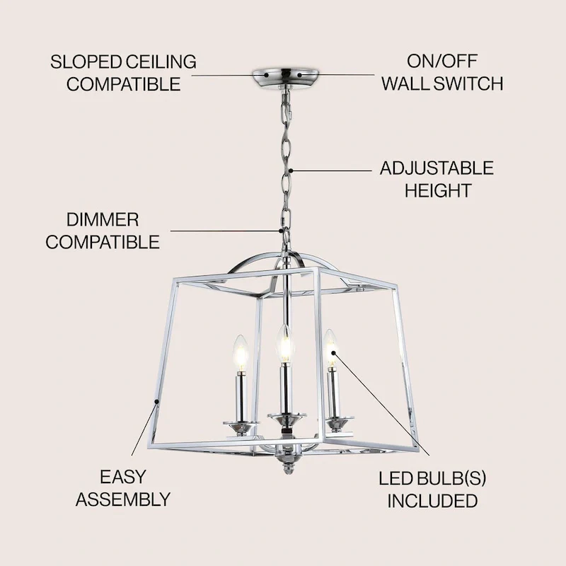 Virginia 14.5  3-light Metal LED Pendant, Chrome by JONATHAN Y