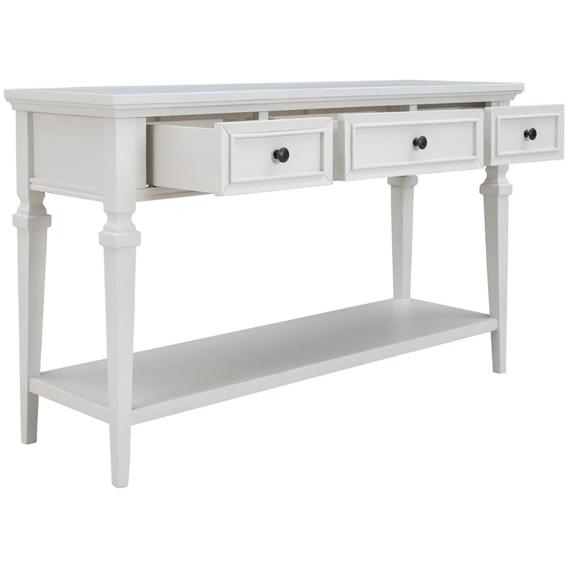 Merax Retro Style Console Table with Three Top Drawers and Bottom Shelf