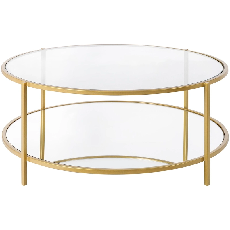 Alecsis Glass Round Coffee Table - 14H x 36W x 36D