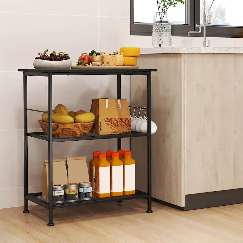 Costway 3-Tier Kitchen Serving Cart Utility Standing Microwave Rack - See Details