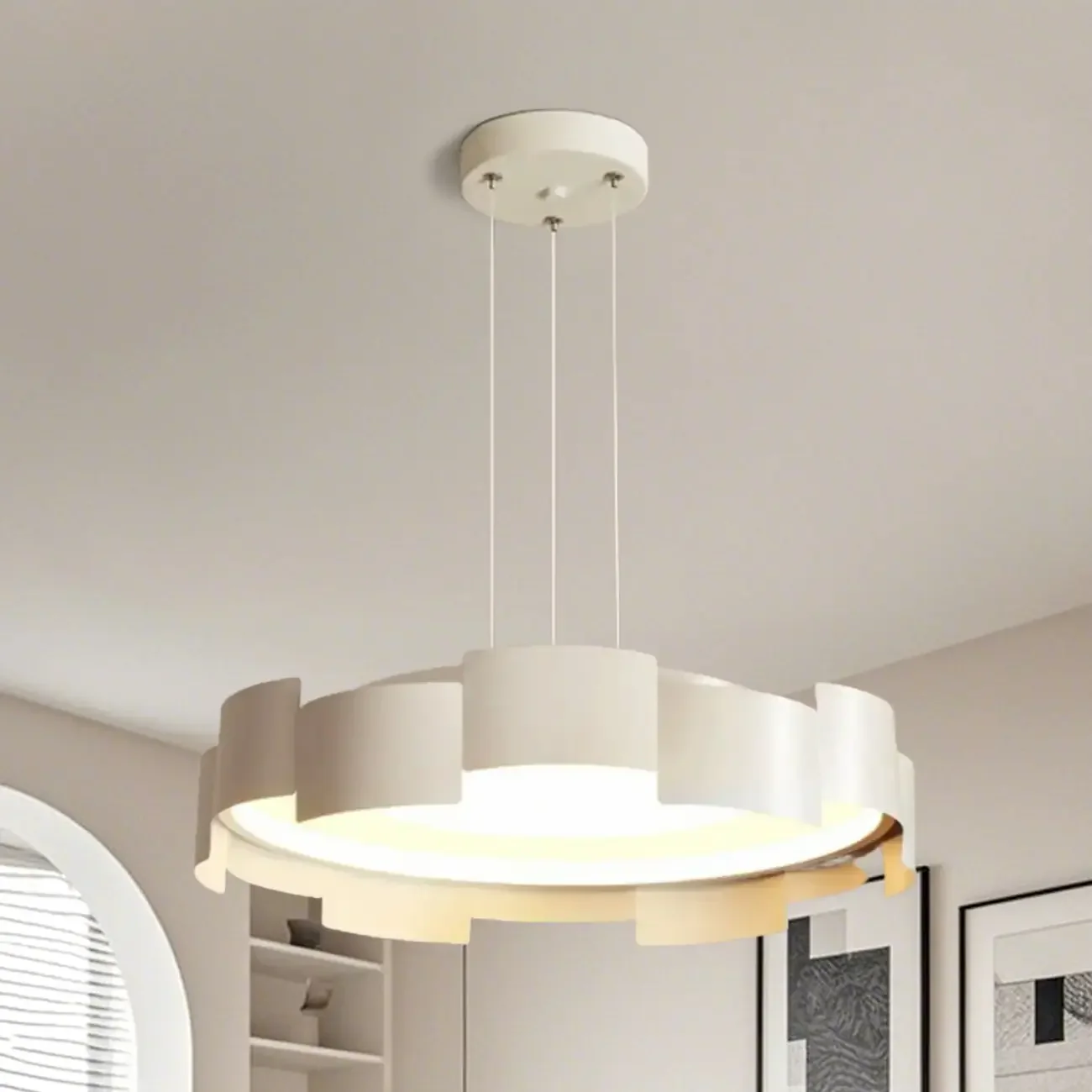 Modern Adjustable White Round LED Chandelier