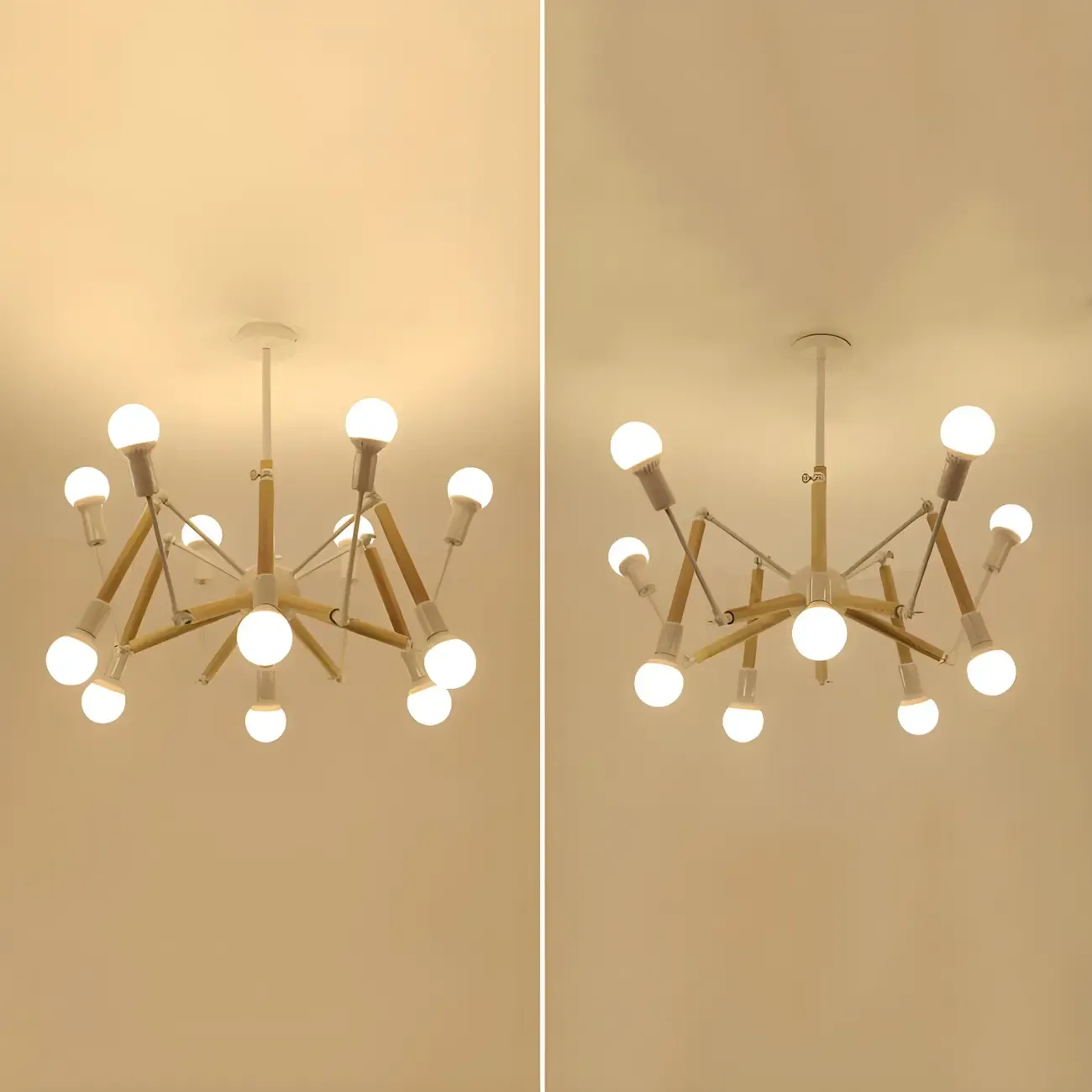 Modern Multi-Light Metal Adjustable Downrod Sputnik Chandelier