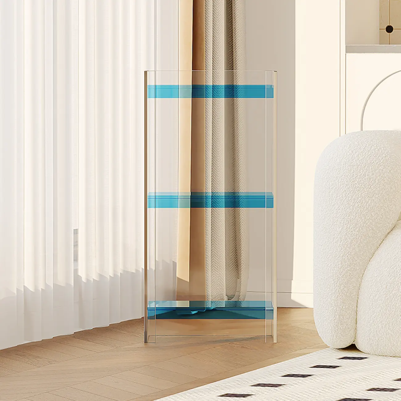 Minimalism Clear Acrylic 4-Tier Vertical Narrow Bookcase