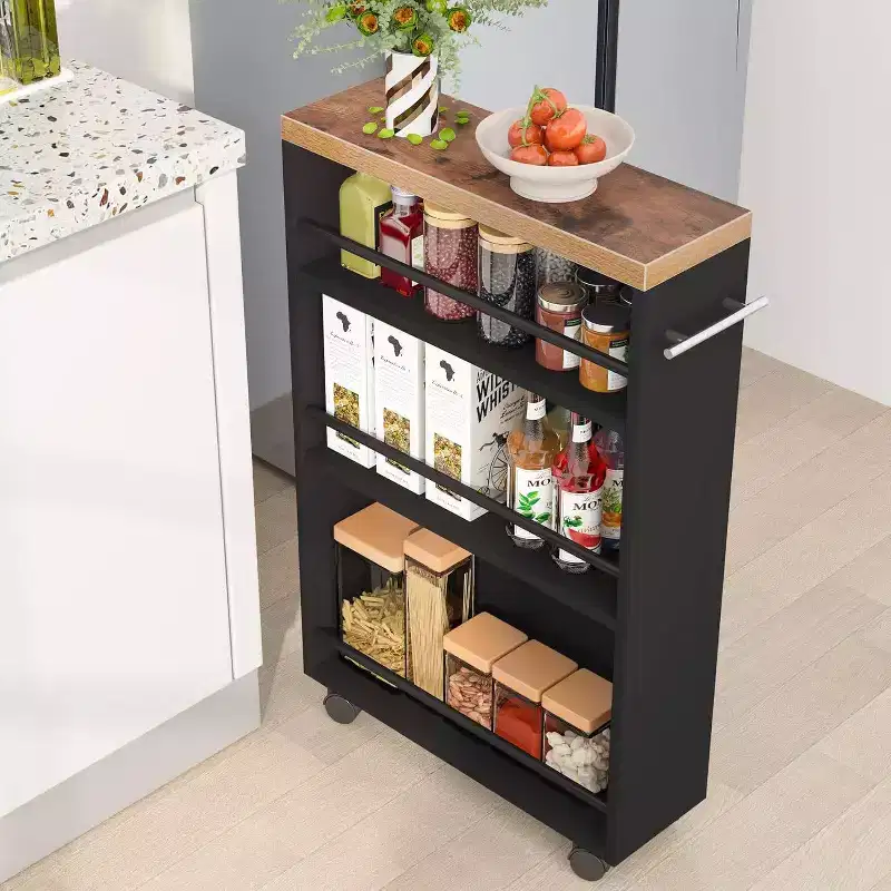 LITTLE TREE 4 Tier Slim Storage Cart Brown