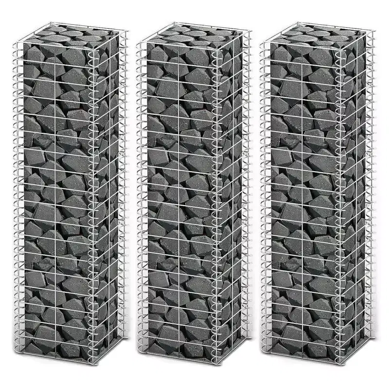 vidaXL Gabion Set 3 pcs Galvanized Wire 9.8x9.8x39.4
