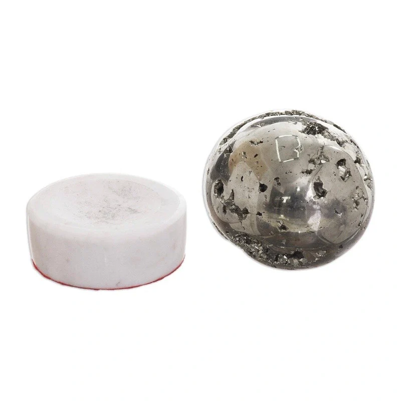 Handmade Sparkling Egg Pyrite Sculpture (Peru)