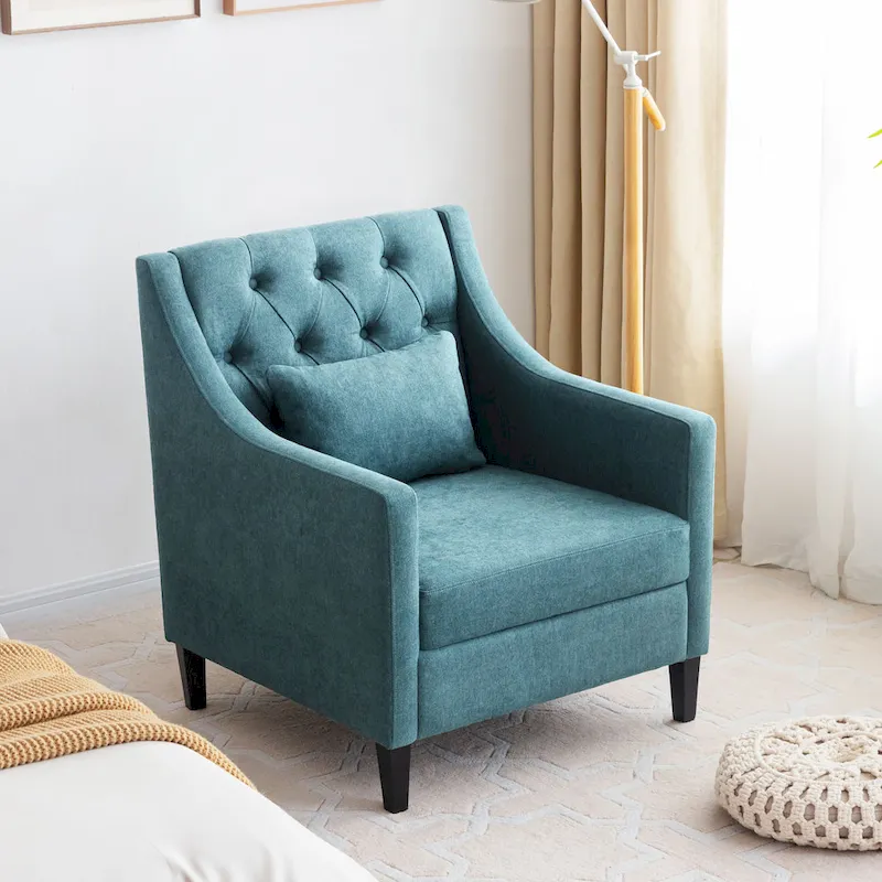 Upholstered Accent Armchair with Lumbar Pillow