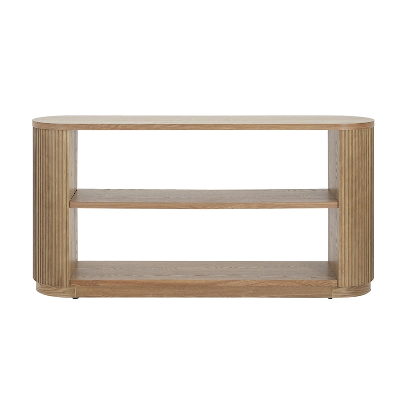 Modern Entryway Console Table - Slim Sofa Table with Open Shelf & Elegant Wood Grain, Multi-Functional Hallway Table