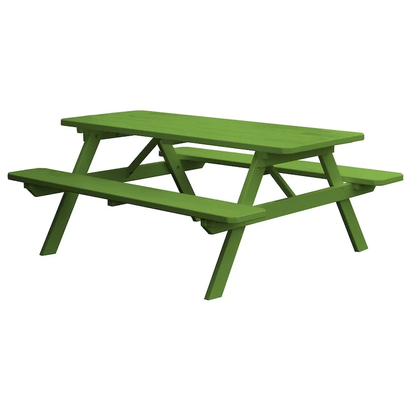 Pine 8' Picnic Table with Attached Benches