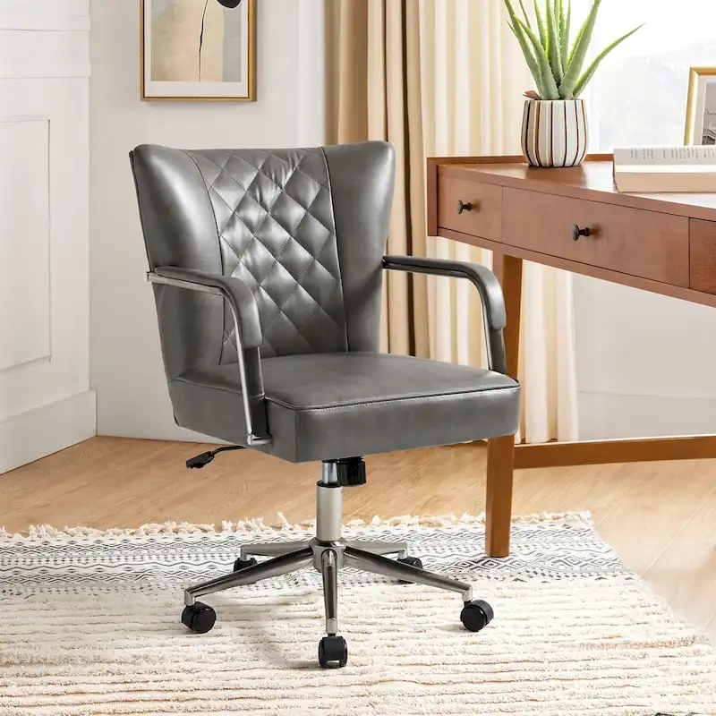 Felice Modern Swivel Height Adjustment Diamond-Tufted Office Chair by HULALA HOME