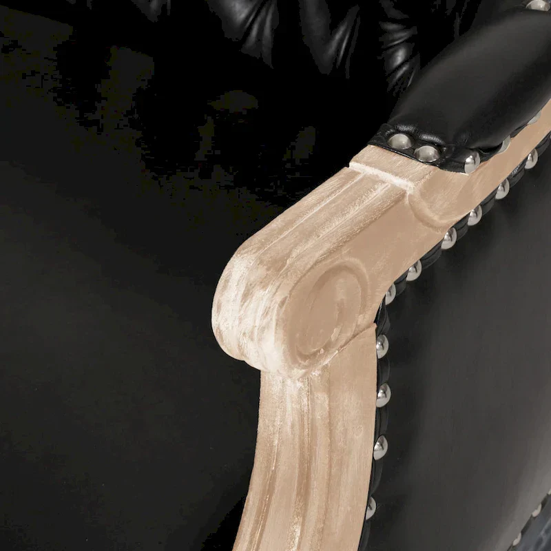 Button-Tufted Upholstered Loveseat with Scrolled Arms and Nailhead Trim