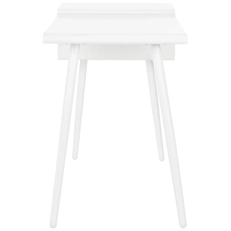 Matte White Mid-Century 2-Drawer Desk for 1