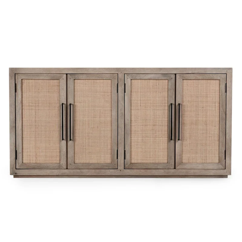 Classic Home Jensen Mango Wood and Cane Weave Buffet Sideboard