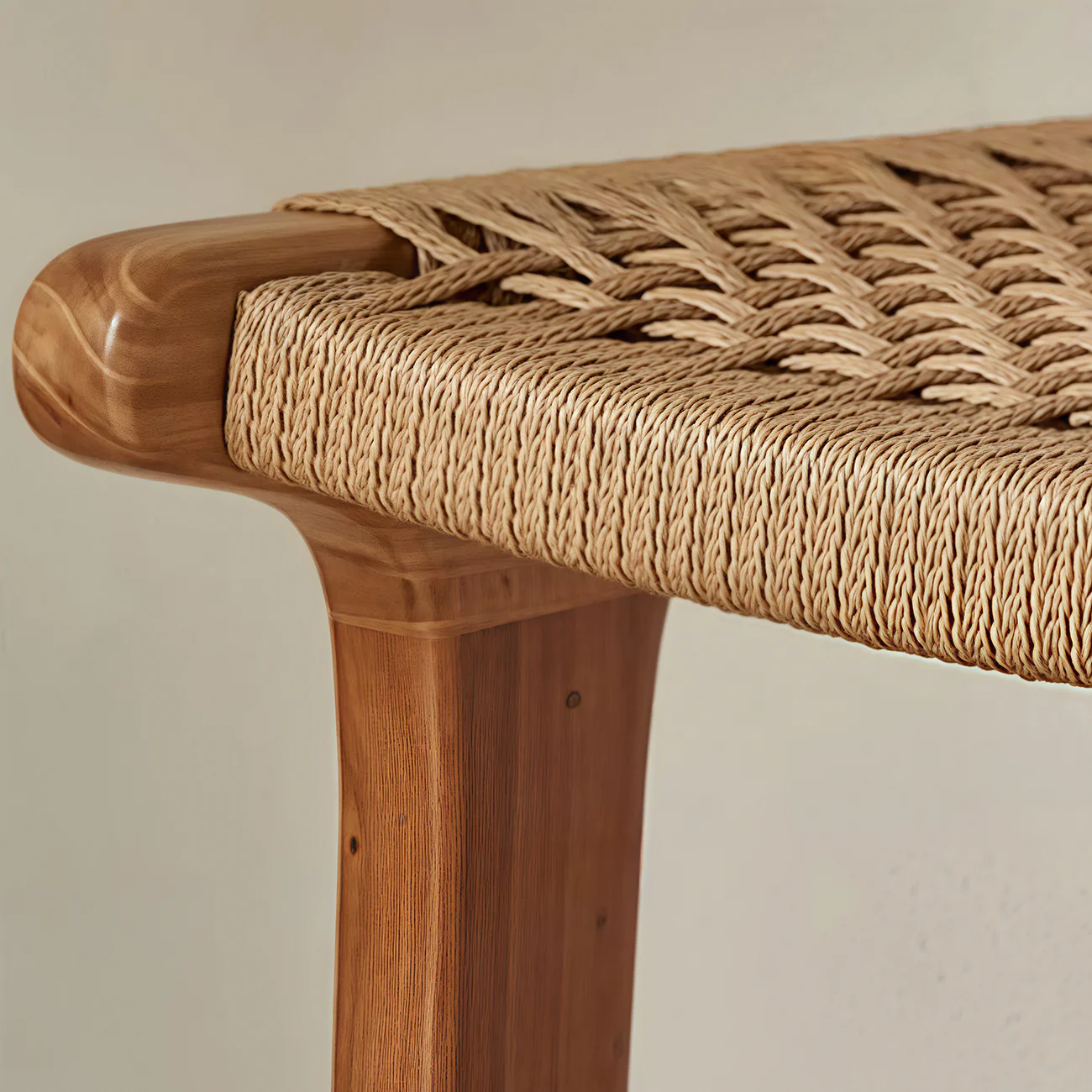 Scandinavian Wooden Ratten Bar Stool