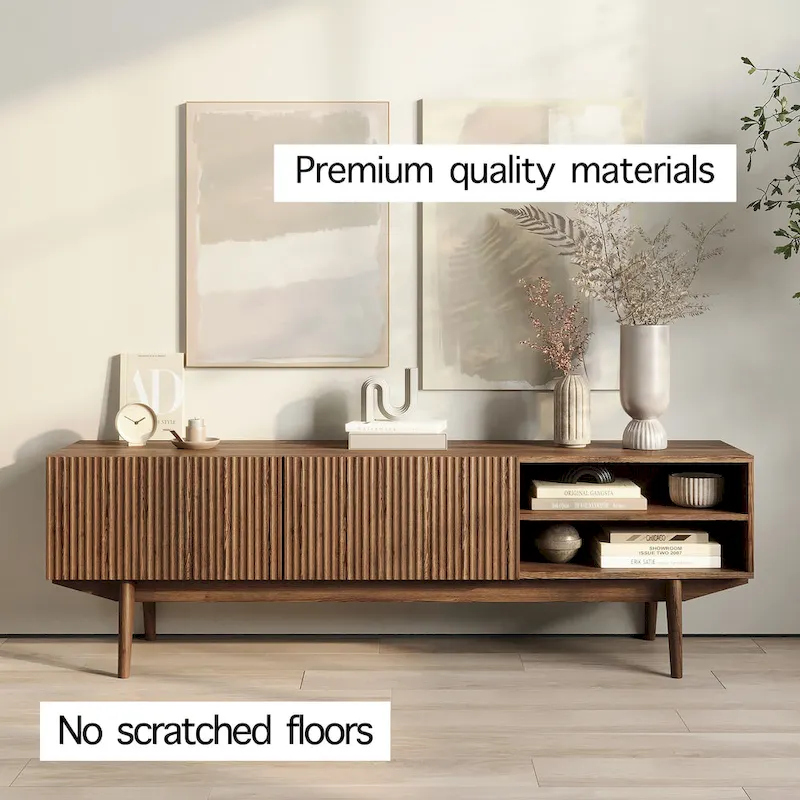 TV Stand Console Fits TV's up to 65 in. with Wood Legs in Mid Century Modern Scandinavian Design