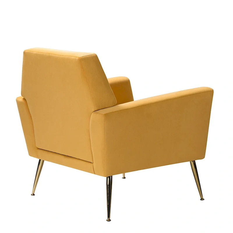 Velvet Tufted Accent Armchair with Gold Metal Legs – 250lbs Capacity