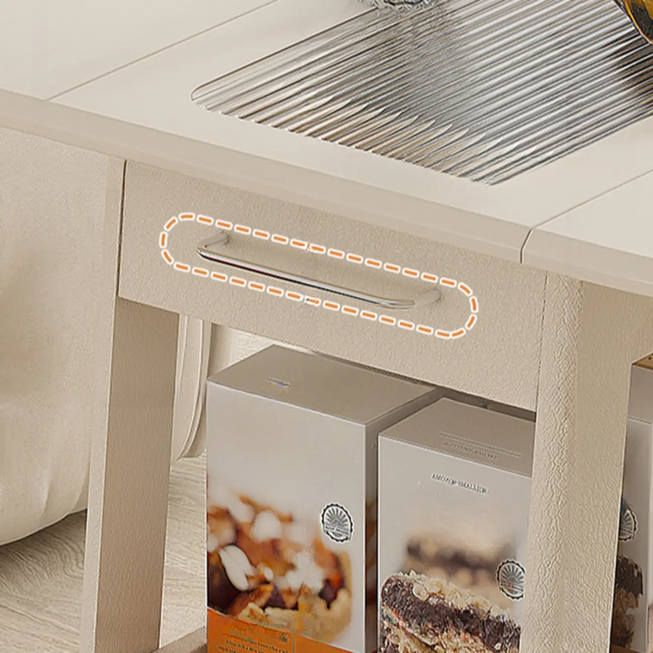 Foldable Wood White Modern Wheeled Small Side Table