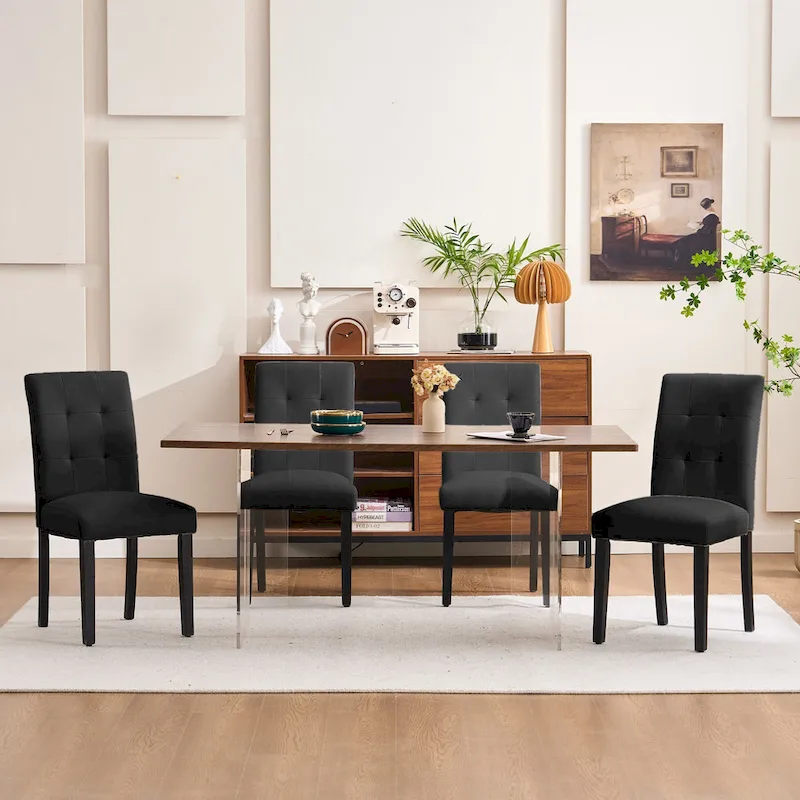 FERPIT Faux Leather Tufted Upholstered Dining Chairs Set of 2 - 17.5W x 23D x 36.5H