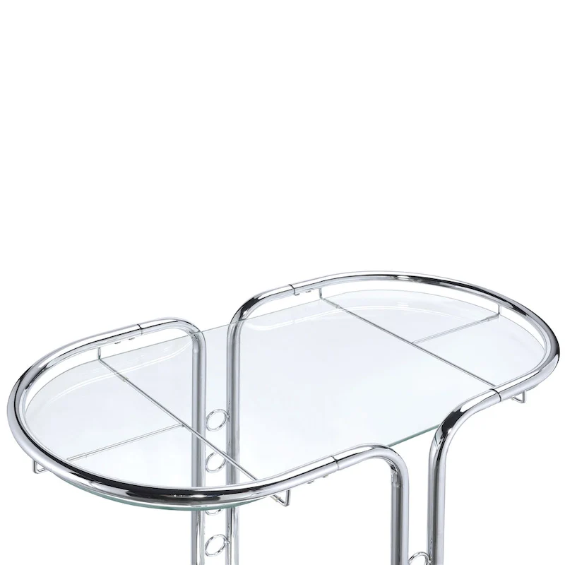 Daxton Modern Chrome Glass Top Serving Cart with Casters by Furniture of America