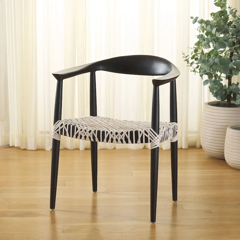 SAFAVIEH Trix Bandelier Black Dining Arm Chair - 24.8 x 18.9 x 30.7 - 25W x 19D x 31H