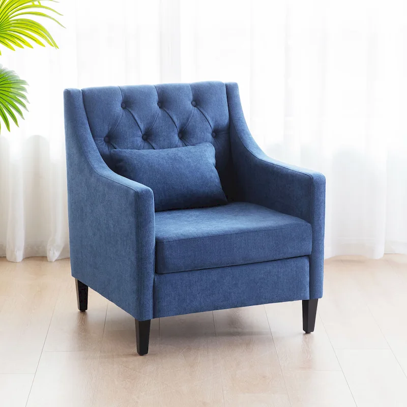 Upholstered Accent Armchair with Lumbar Pillow
