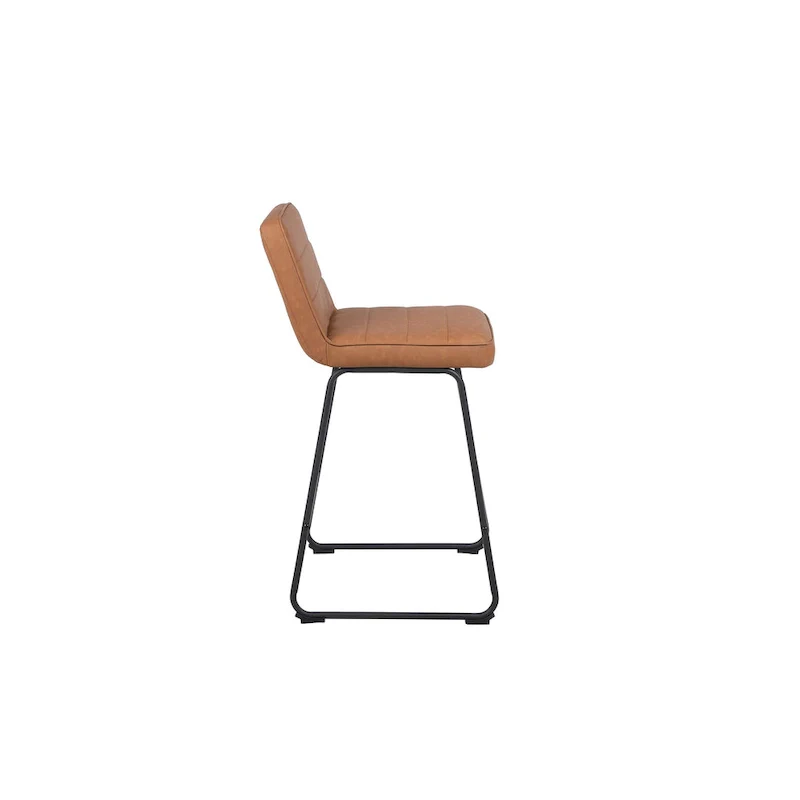 Black Faux Leather Counter Stool with Low Back