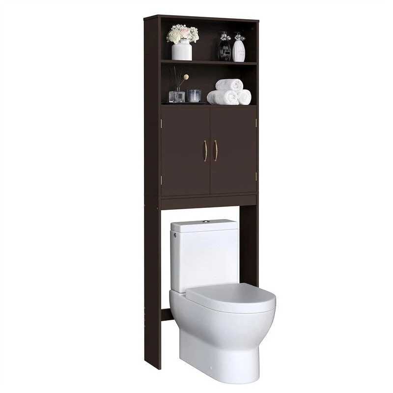 Espresso Wood Finish Over-Toilet Storage Cabinet, 1-Person, 8