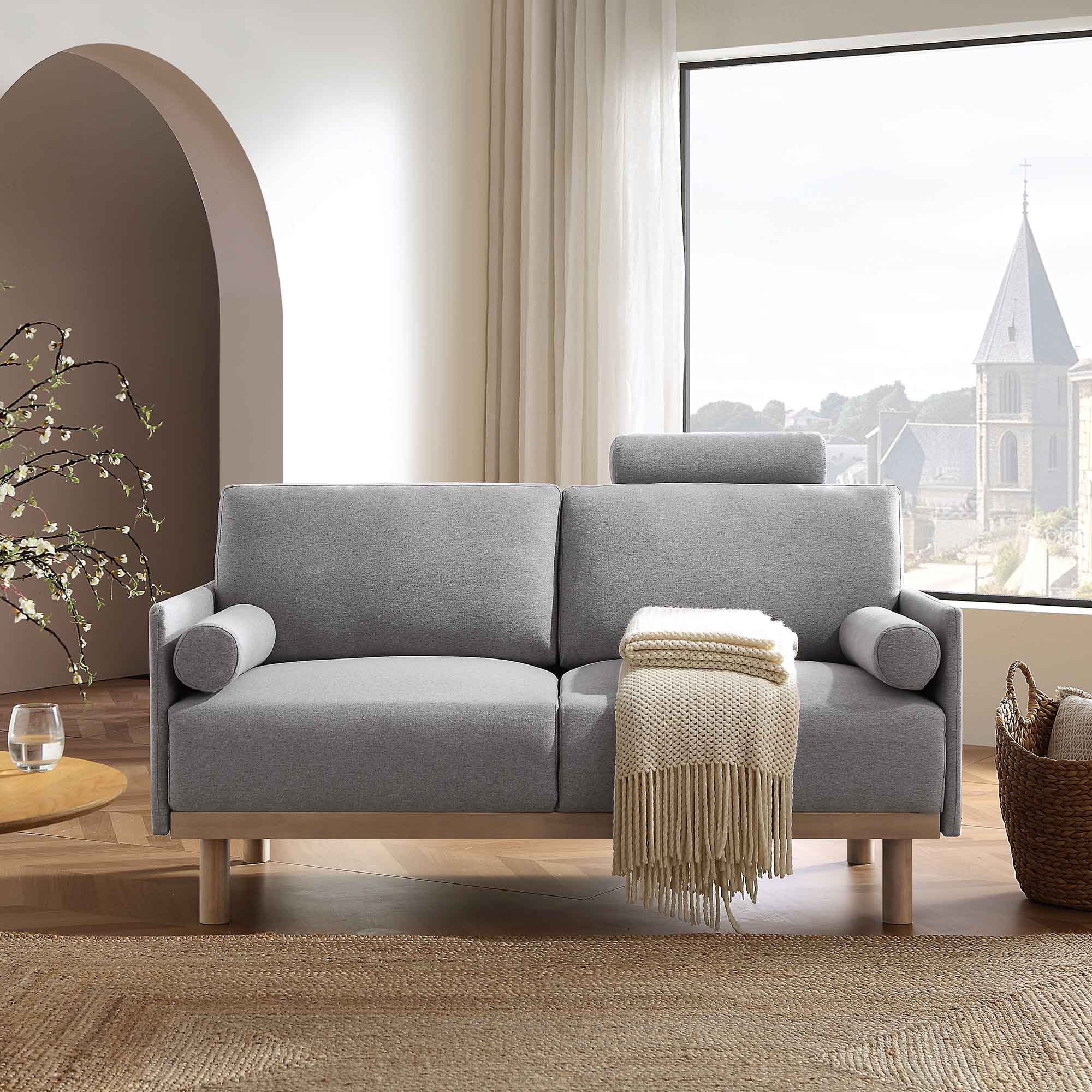 Gray Marl Fabric Sofa, 2-Seater