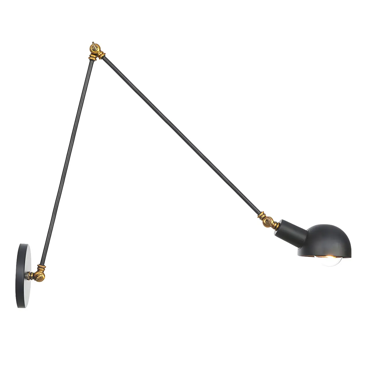 Adjustable Industrial Dome Swing Arm Wall Light