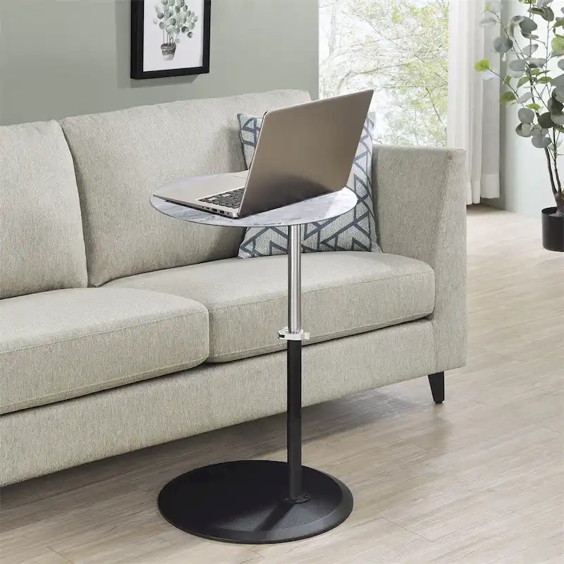 End Table with Height Adjustable Marble Textured Top