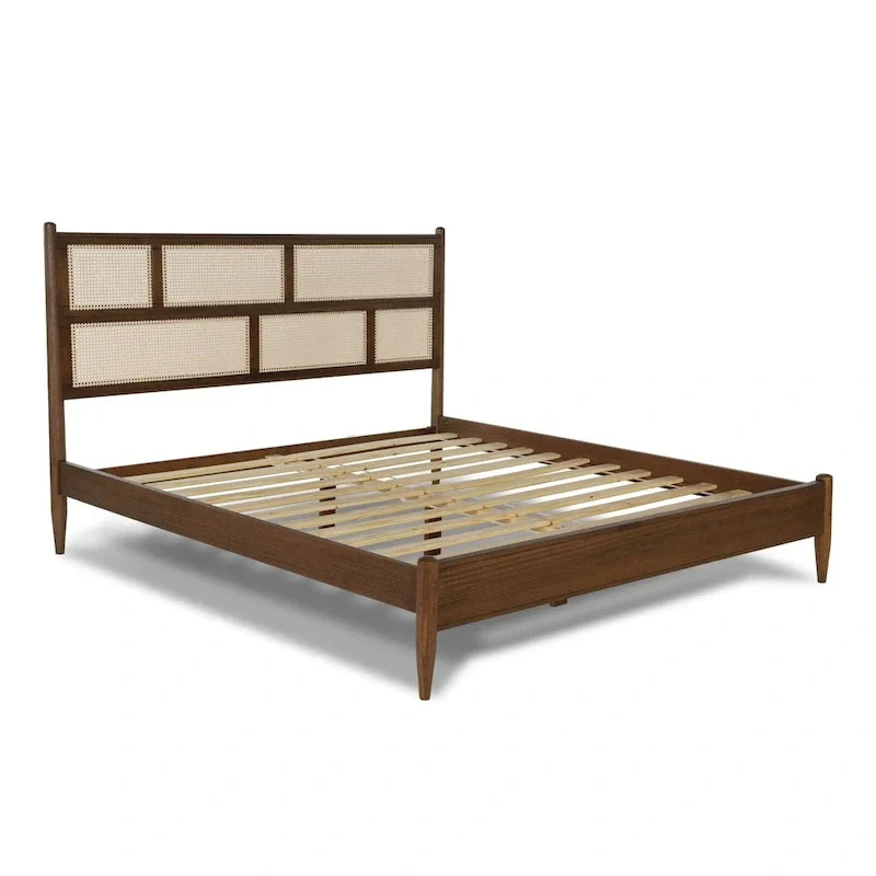 Grain Wood Furniture Mid Century Cane Bed