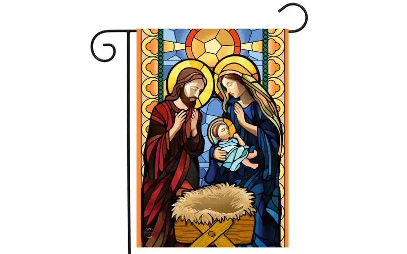 Briarwood Lane Christmas Garden Flag 12x18 For Outdoor Stained Glass Nativity For Christmas Garden Flag Flags For Outside